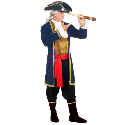 "PIRAT DER 7 MEERE" (Kasack, Weste mit Jabot, Manschetten, Hose, Gürtel, Stiefelüberzieher, Hut, Augenklappe)