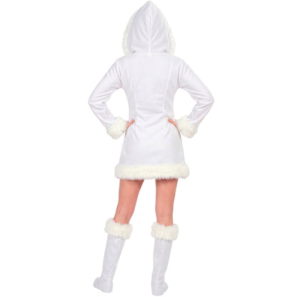 "ESKIMO" (Kleid mit Kapuze und Stiefelüberzieher mit Plüsch)