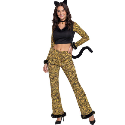 "KATZE" sort. in 2 Farben (Top, Hose mit Schwanz, Ohren, Halsband mit Glöckchen)