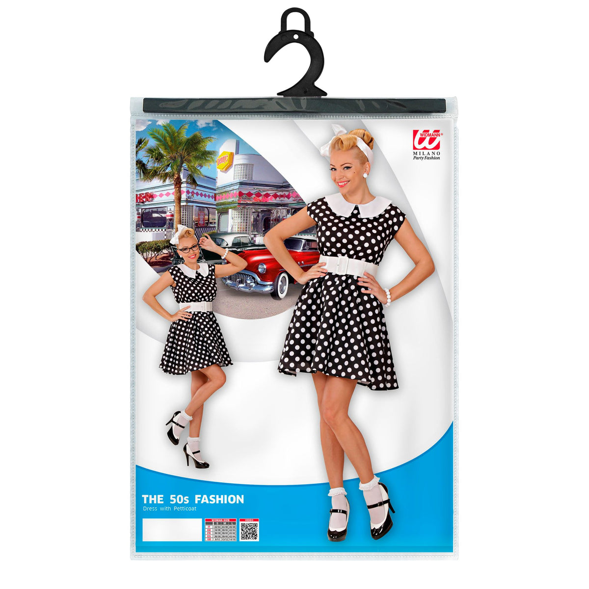 "FRAU DER 50er JAHRE MIT PETTICOAT" schwarz (Kleid, Gürtel)