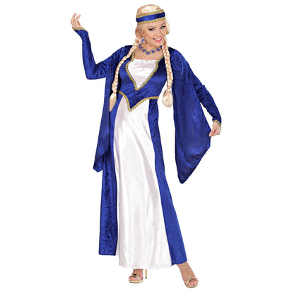 "KÖNIGIN DER RENAISSANCE" - Samt - blau (Kleid, Kopfbedeckung)