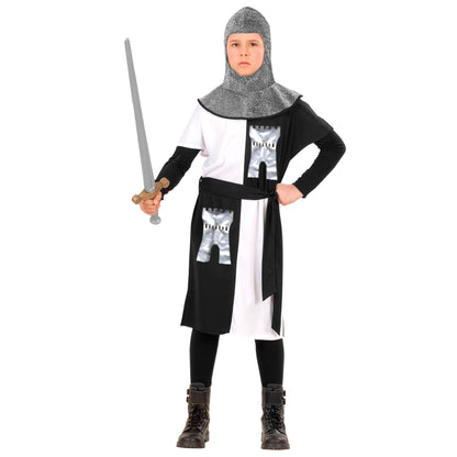 "MITTELALTERLICHER KRIEGER" - weiß (Coat, Gürtel, Kapuze)
