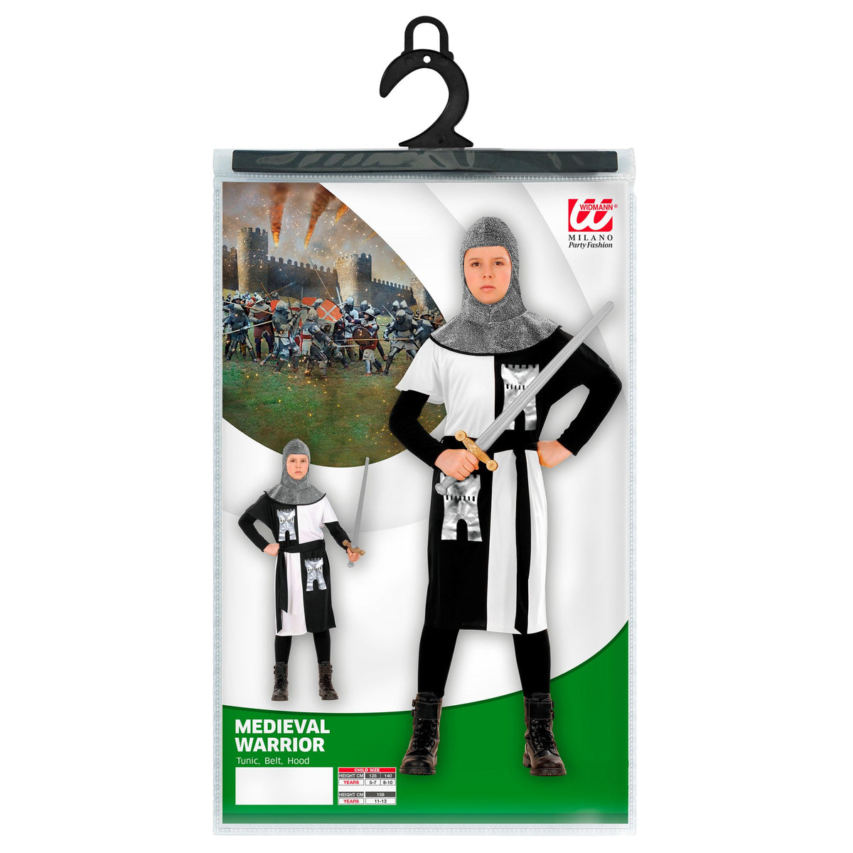 "MITTELALTERLICHER KRIEGER" - weiß (Coat, Gürtel, Kapuze)
