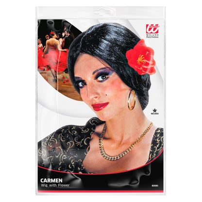 "PERÜCKE CARMEN MIT BLUME" in Polybag
