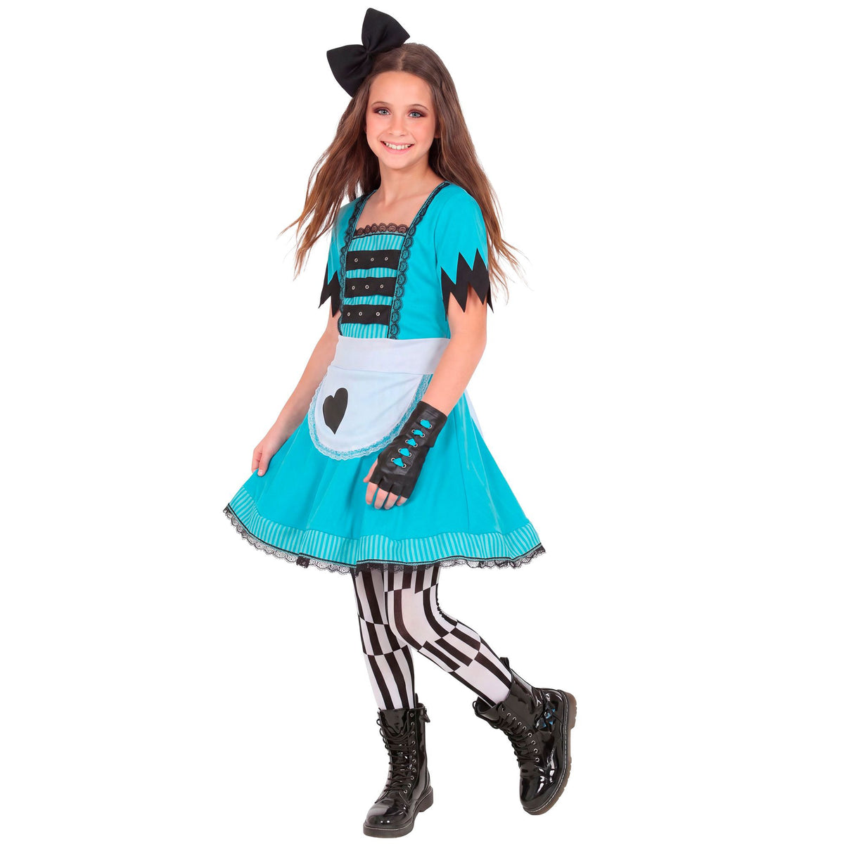 "MÄDCHEN AUS DEM WUNDERLAND" (Kleid, Leggings, fingerlose Handschuhe, Haarschleife)