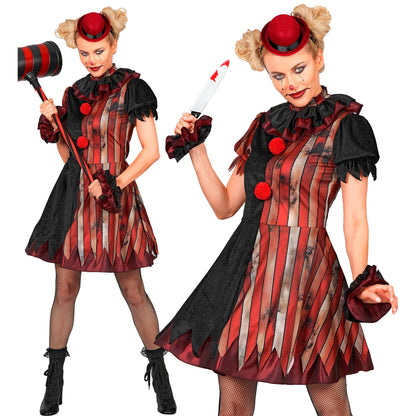 "BÖSER CLOWN" (Kleid, Petticoat, Kragen, Minihut)