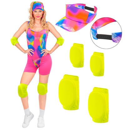"80er Jahre ROLLERBLADER" (Body, Shorts, Sonnenkappe, Ellenbogen- und Knieschoner)