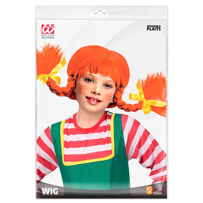 "PERÜCKE LUSTIGES MÄDCHEN" mit modellierbaren Zöpfen - in Polybag