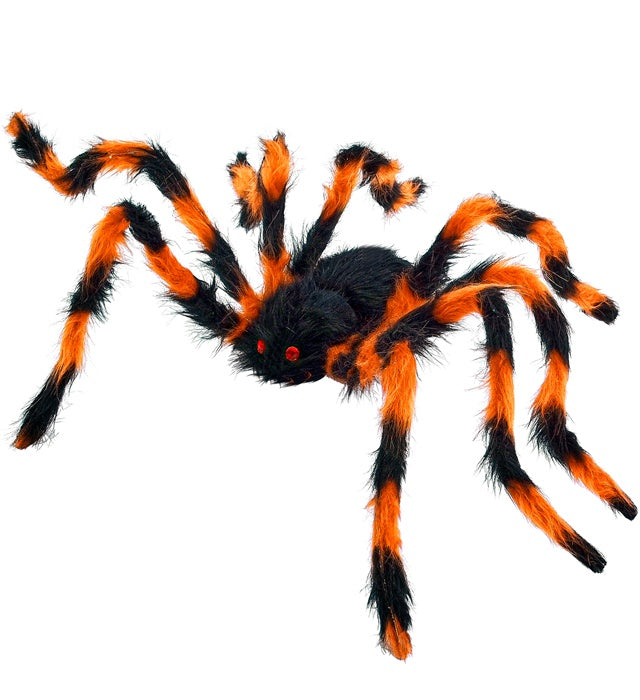 "SCHWARZ / ORANGENE SPINNE MIT HAARIGEN BIEGBAREN BEINEN" 80 cm