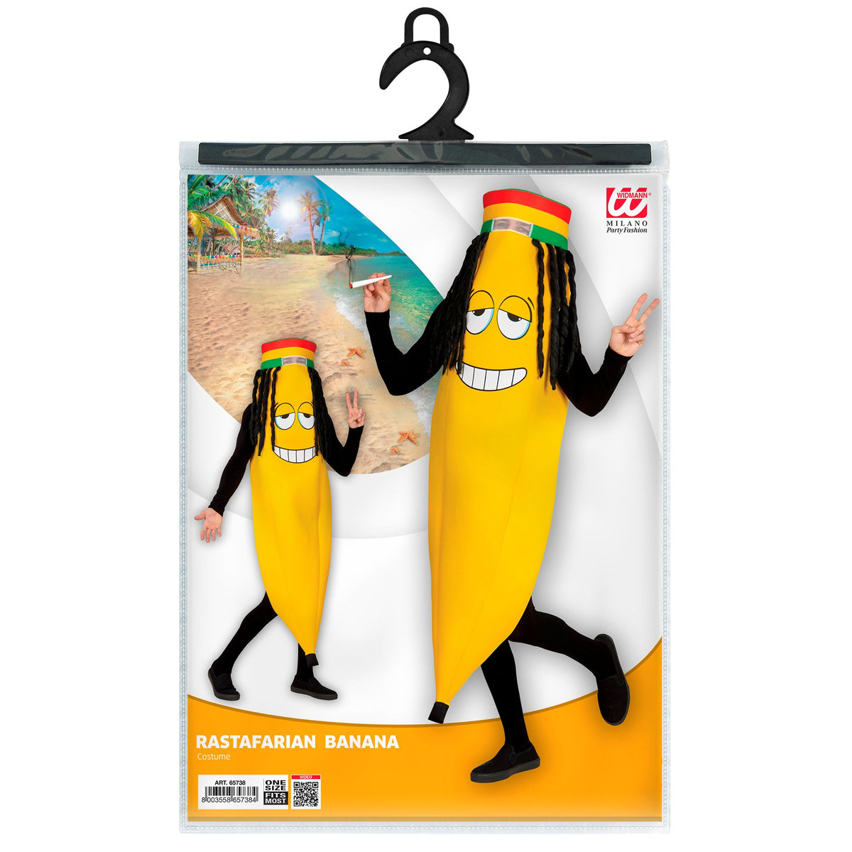Rastafari-Bananen-Kostüm für Erwachsene von Widmann in Gelb – Rückansicht