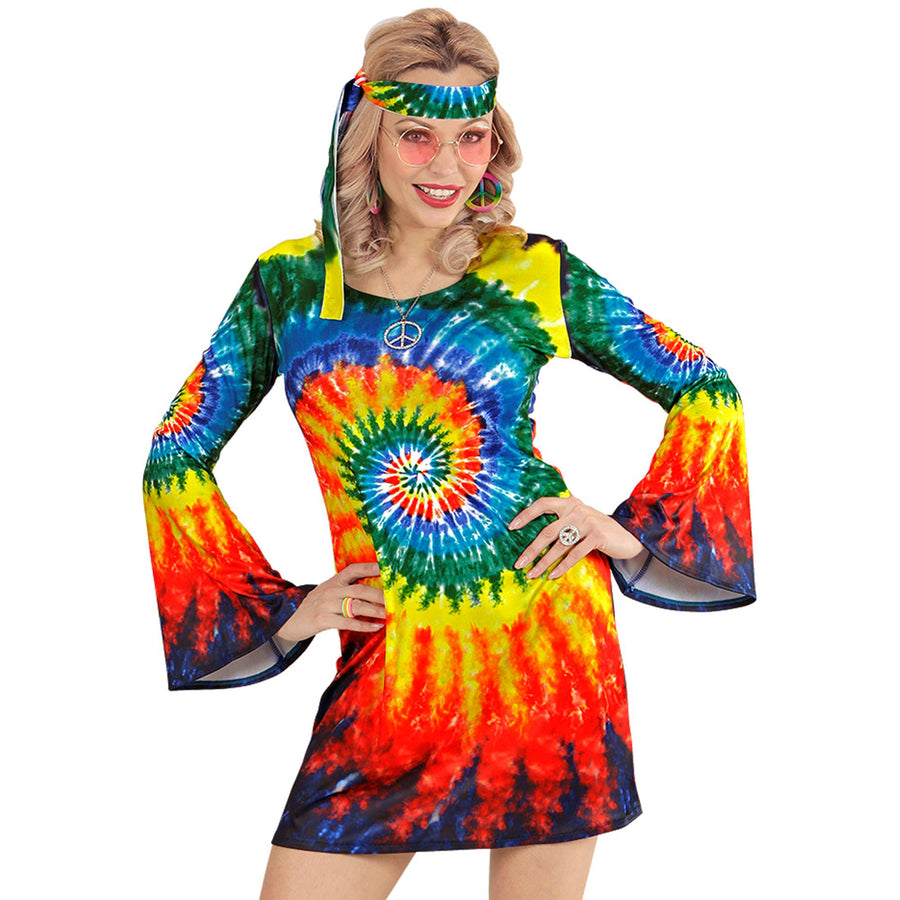Widmann Psychedelic Hippie Girl Kostüm mit Kleid und Stirnband – Produktansicht