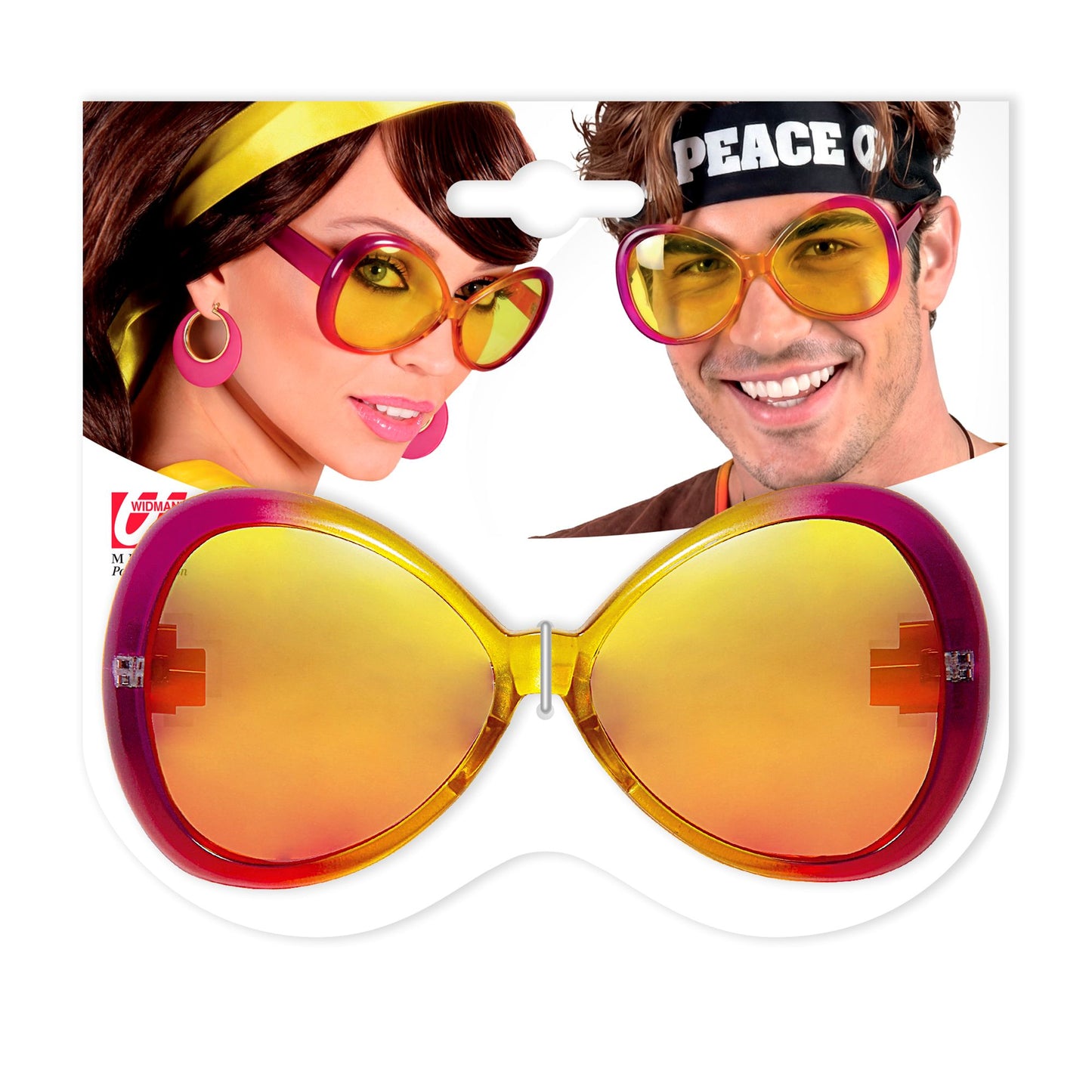 SUGAR BABE Brille mit pink-gelbem Rahmen – stylisches Accessoire für Fasnacht & Mottoparty