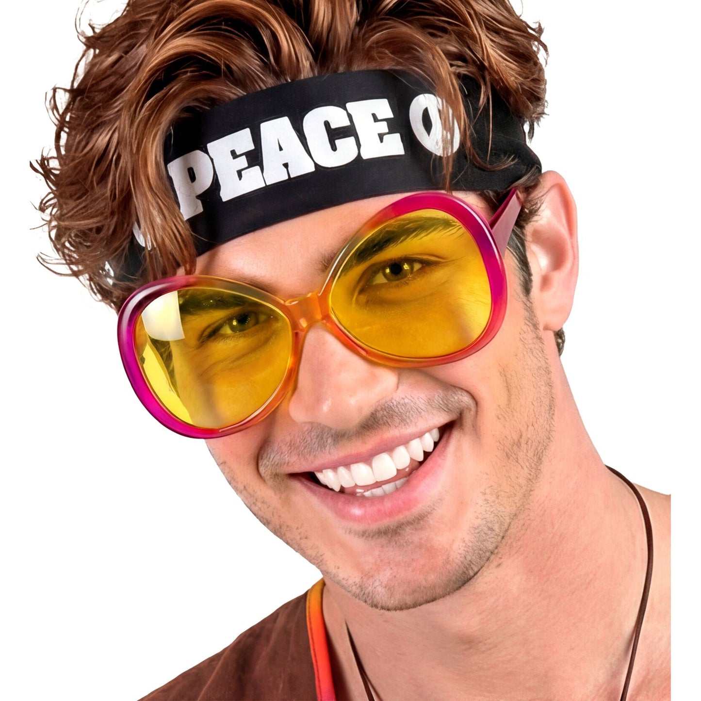 SUGAR BABE Brille mit pink-gelbem Rahmen – stylisches Accessoire für Fasnacht & Mottoparty