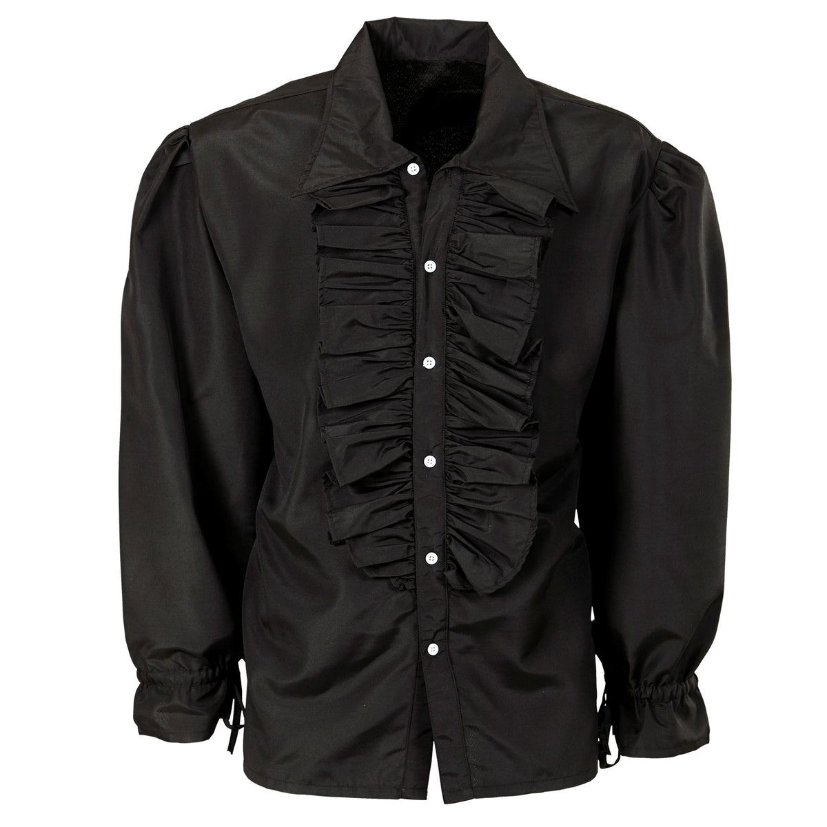 "SCHWARZES RÜSCHENSHIRT" für Mittelalter, Renaissance, Kolonialzeit, Gothic, Maskierte Banditen, Vampire, Disco
