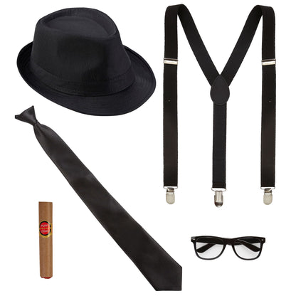 "KÖNIG DES BLUES" (Hut, Hosenträger, Krawatte, Brille, Zigarre)