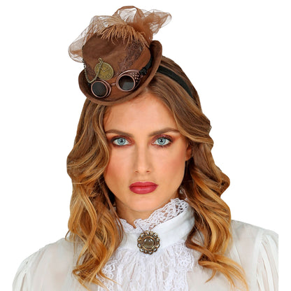 Steampunk Minizylinder in Wildlederoptik von Widmann – Seitenansicht