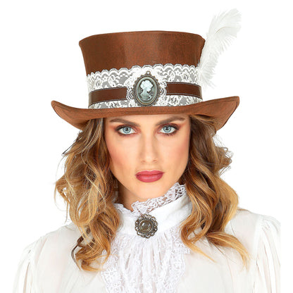"STEAMPUNK ZYLINDER IN ANTIKLEDEROPTIK" 12 cm