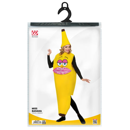 Widmann Miss Banana Kostüm mit Hut gelb für Erwachsene – Verpackung
