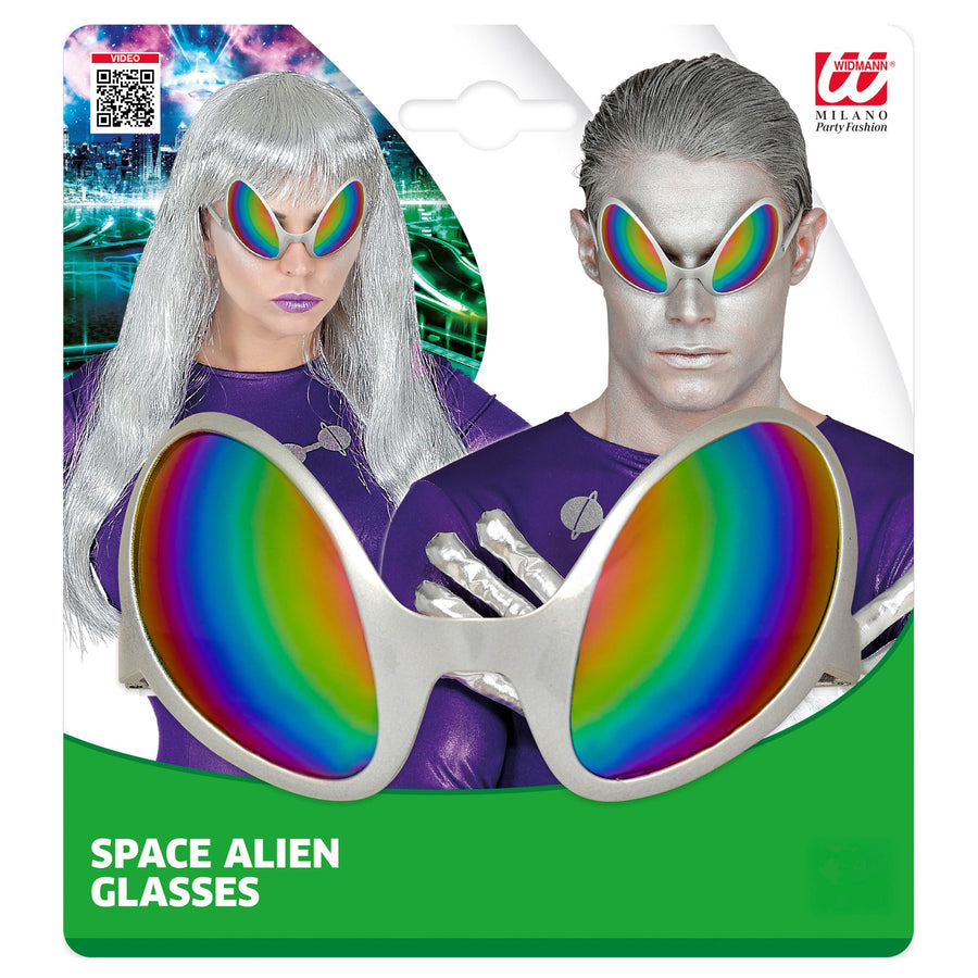 Widmann Alien-Brille mit holografischen Gläsern für Erwachsene – Detailansicht