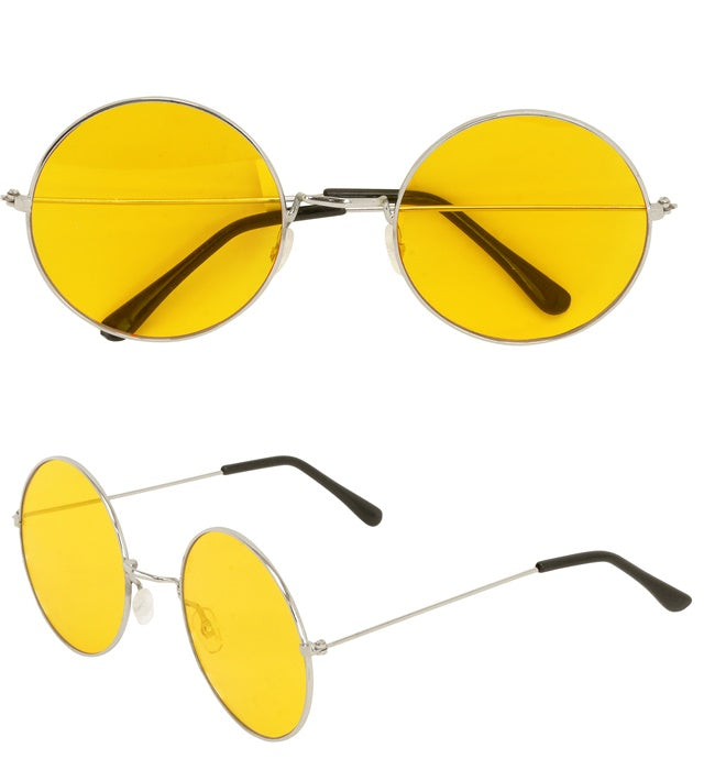 "BRILLE HIPPIE XL MIT GELBEN GLÄSERN" Durchmesser 6 cm