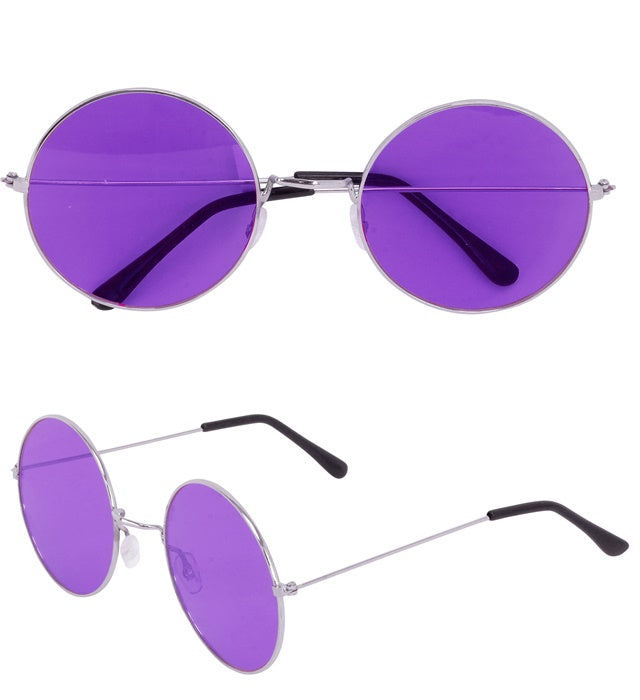 Widmann Hippie-Brille XL mit violetten Gläsern, 6 cm – Produktansicht