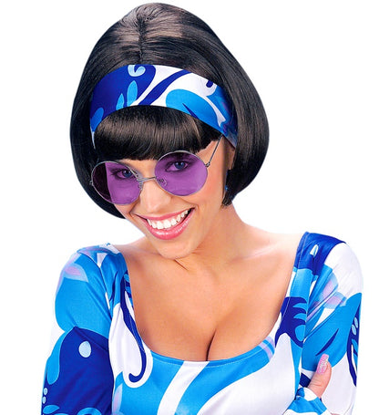 Widmann Hippie-Brille XL mit violetten Gläsern, 6 cm – Seitenansicht