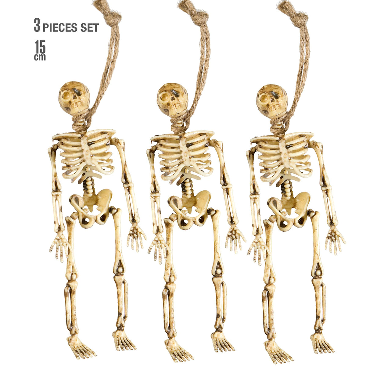 Widmann Set von 3 Skeletten 15 cm für Halloween-Dekoration – Produktansicht
