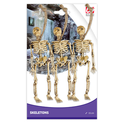 Widmann Set von 3 Skeletten 15 cm für Halloween-Dekoration – Detailansicht