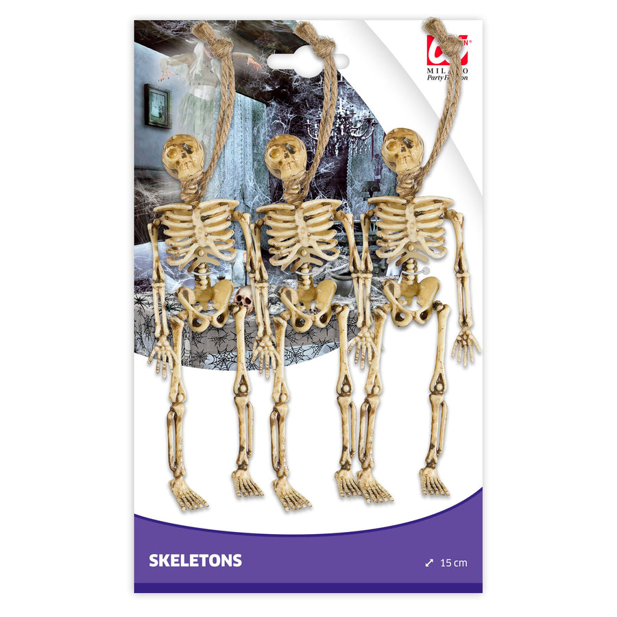 Widmann Set von 3 Skeletten 15 cm für Halloween-Dekoration – Detailansicht