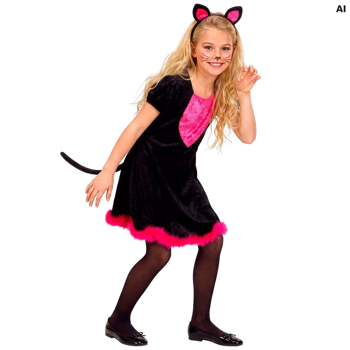 "KITTY KAT" (Kleid mit Schwanz, Ohren)