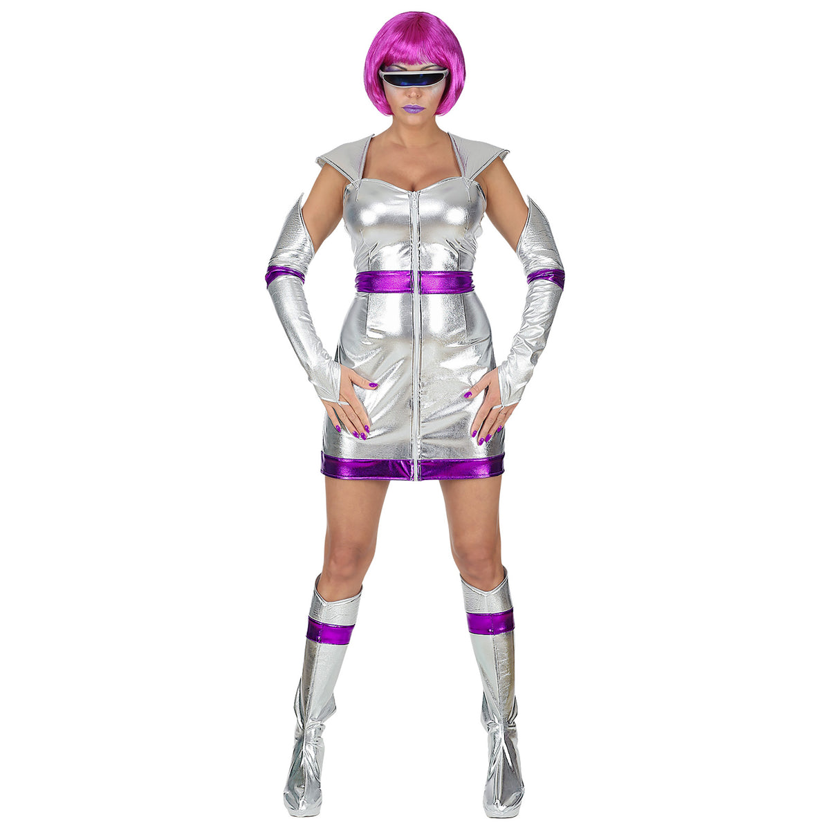 "SPACE GIRL" (Kleid, fingerlose Handschuhe, Stiefelüberzieher)