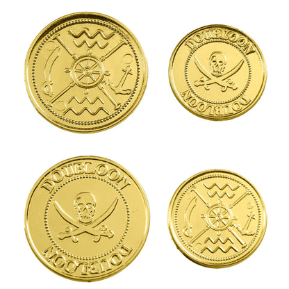Widmann Set mit 12 goldfarbenen Golddublonen für Piratenkostüme – Detailansicht
