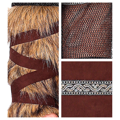 Widmann Wikinger Kostüm mit Tunika Hose Gürtel Beinstulpen und Helm – Rückansicht