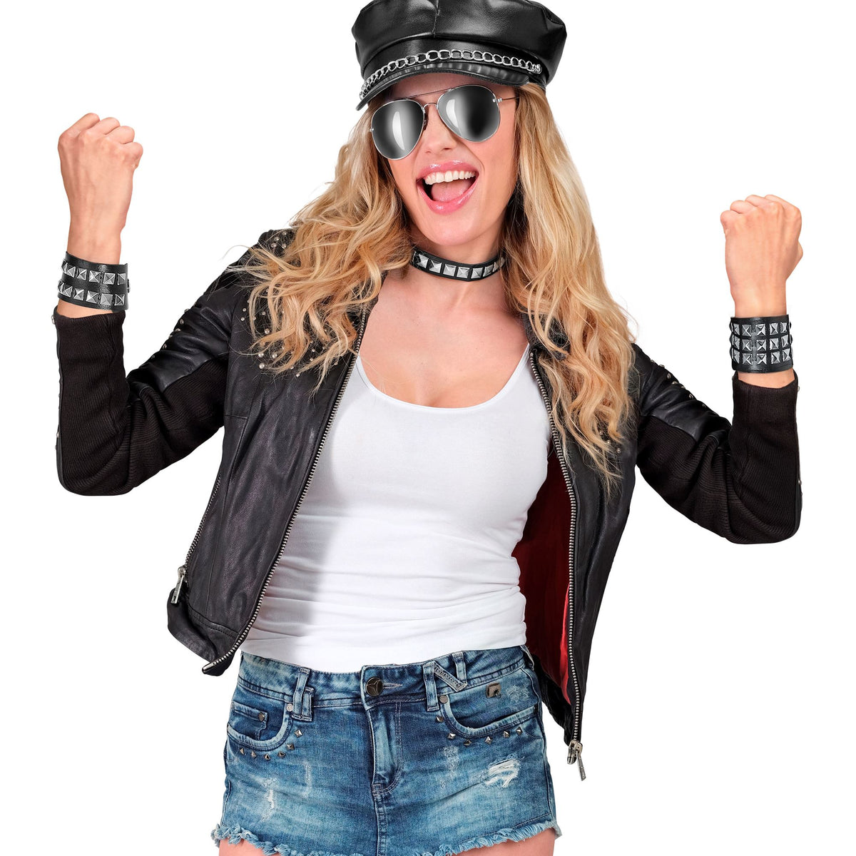 "ARMBAND MIT NIETEN" (2 Reihen) Kunstleder