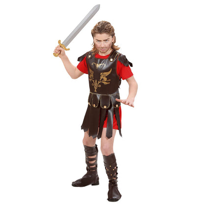 Widmann Gladiator Kinderkostüm mit Tunika, Armstulpen und Überstiefeln – Detailansicht