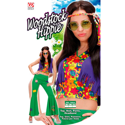 "WOODSTOCK HIPPIE GIRL" (Top, Weste, Hose, Stirnband)