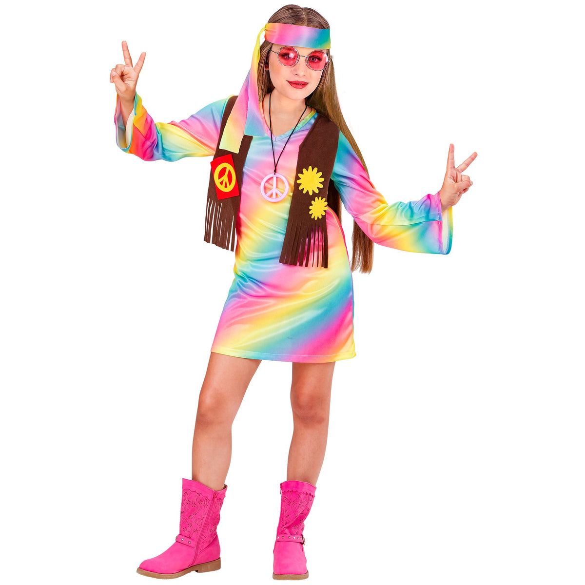 "HIPPIE GIRL" (Kleid mit Weste, Stirnband)