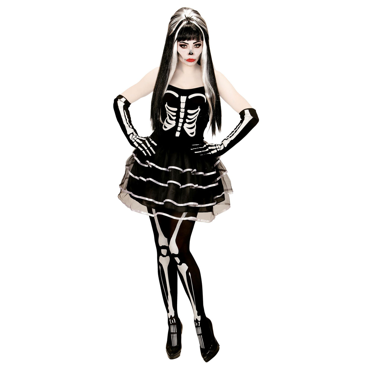 "SKELETT" (Kleid, Handschuhe)