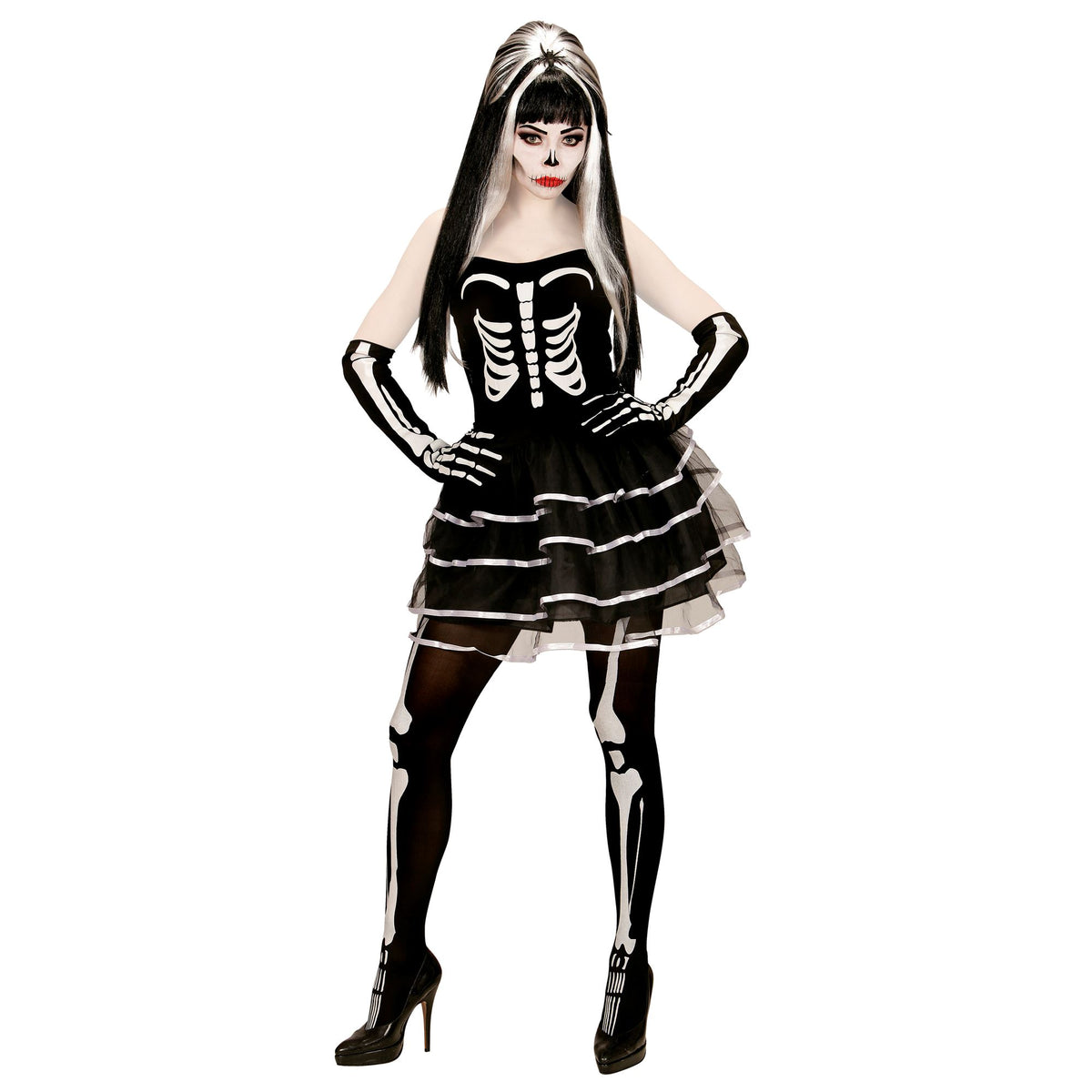 "SKELETT" (Kleid, Handschuhe)