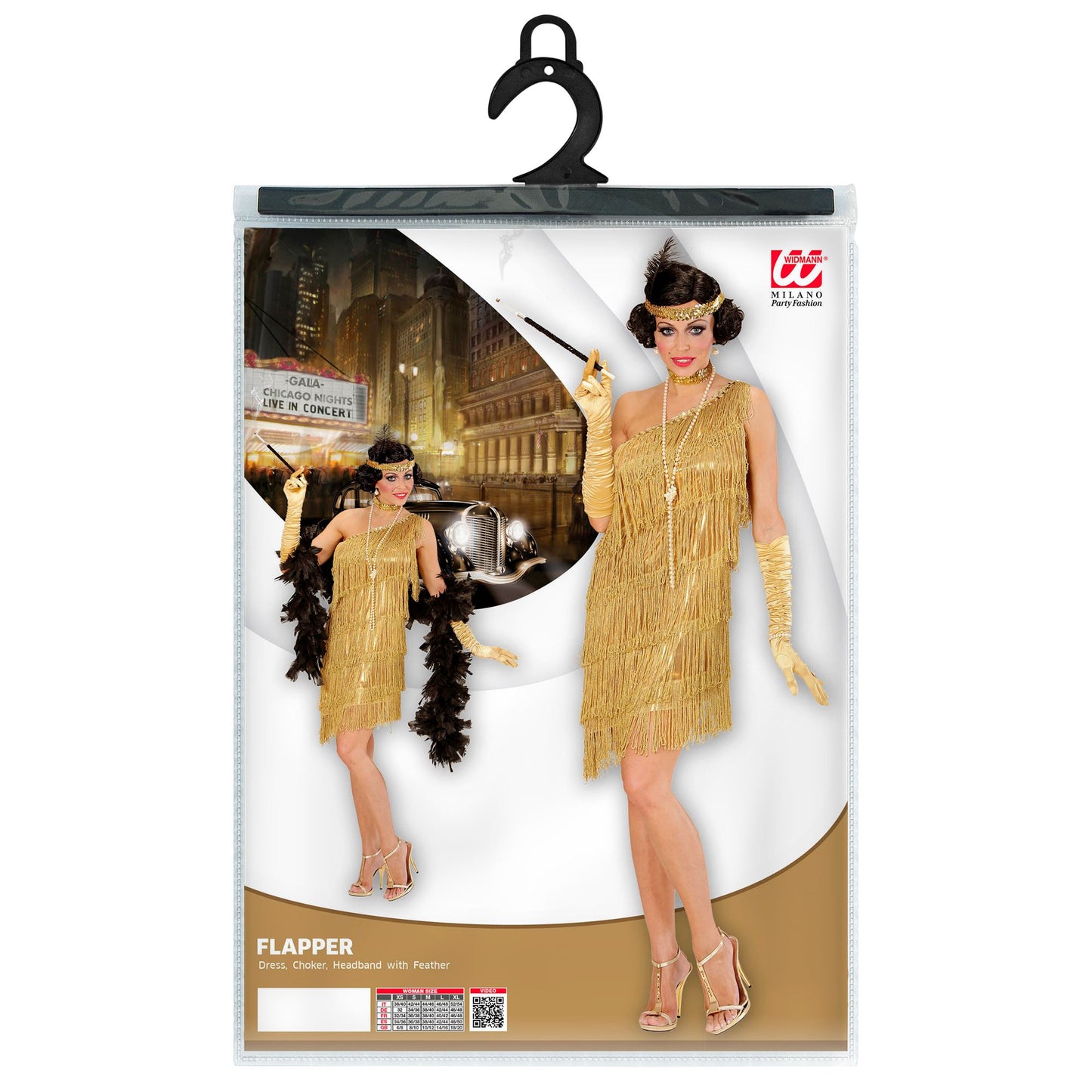 Elegantes Charleston-Kleid mit Pailletenhalsband und Feder-Stirnband für stilvolle Fasnacht