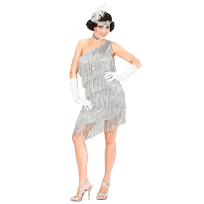 "CHARLESTON" (Kleid, Pailletenhalsband, Stirnband mit Feder)