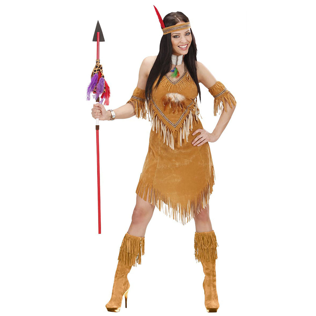 "INDIANERIN" Wildleder- Optik (Kleid, Armbänder, Stirnband)
