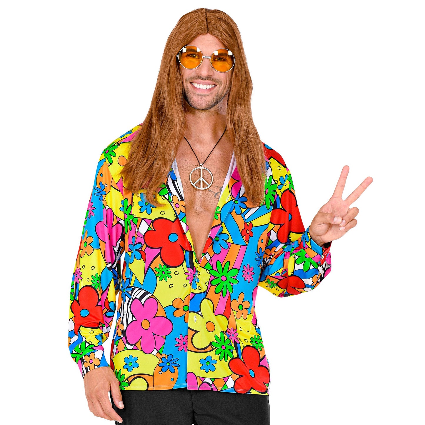 60er Jahre Flower Power Hemd im typischen Hippie Stil – für Fasnacht & Mottoparty