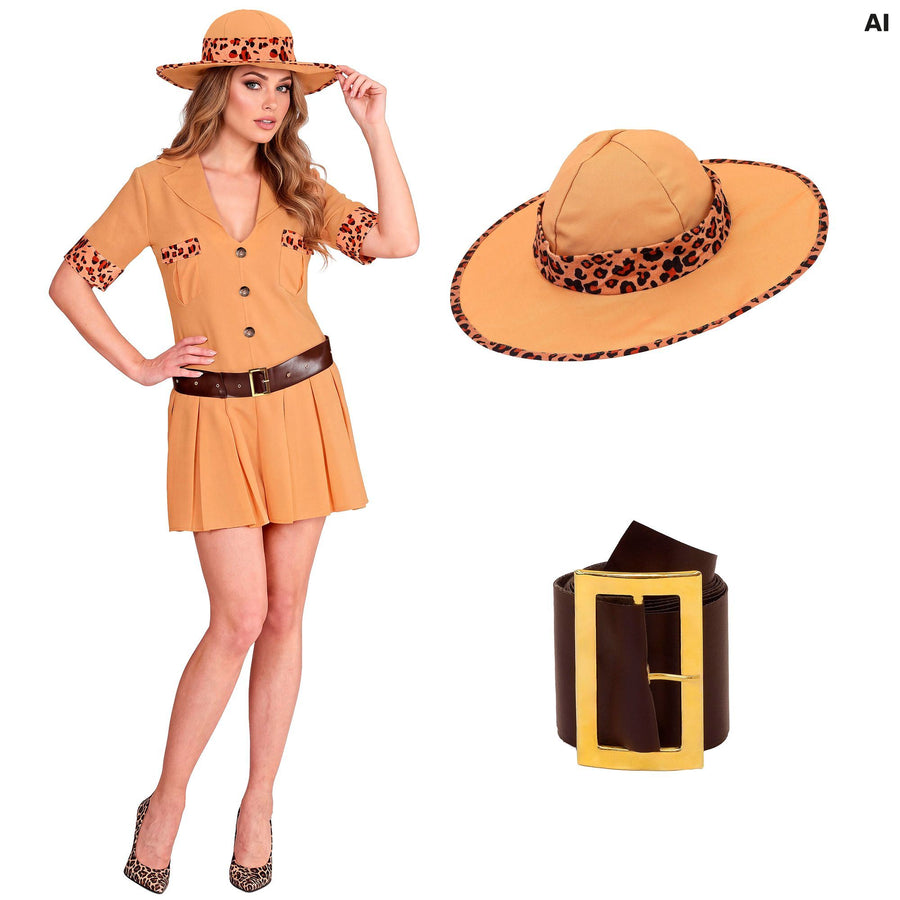 Widmann Safari Kostüm mit Kleid Gürtel und Hut