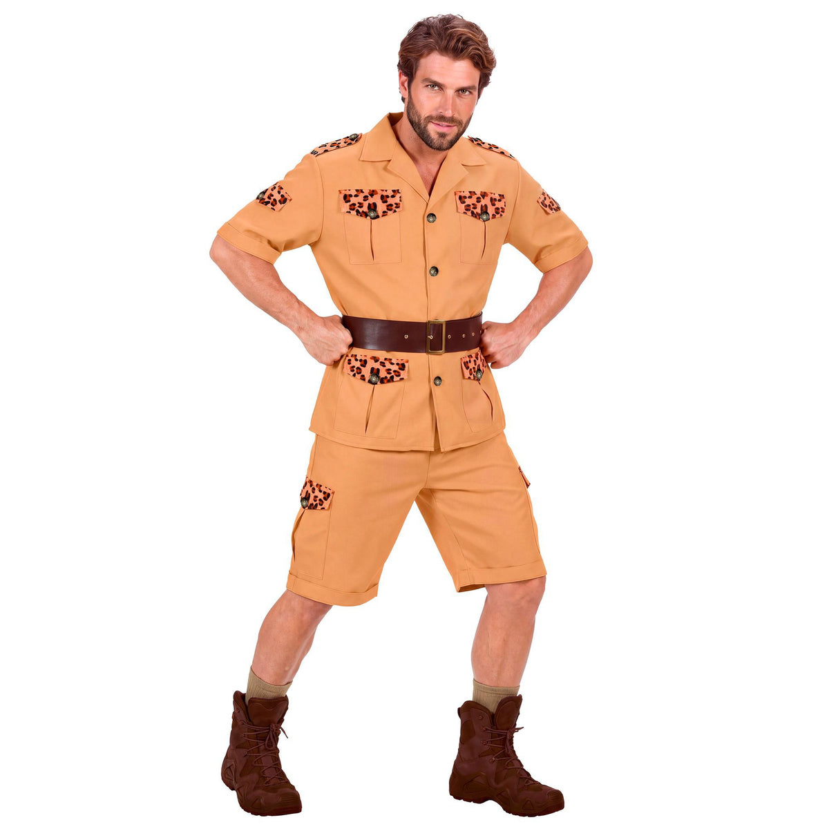 Widmann Safari Entdecker Kostüm für Erwachsene mit Hemd Shorts und Gürtel – Produktansicht