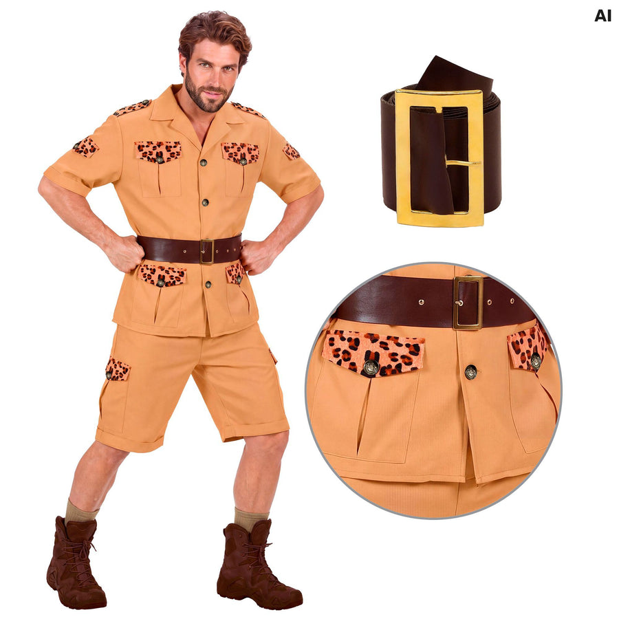 Widmann Safari Entdecker Kostüm für Erwachsene – Hemd Shorts und Gürtel