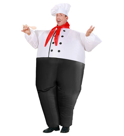"CHEFKOCH" (aufblasbares Kostüm m. integriertem Gebläse, Halstuch, Hut)