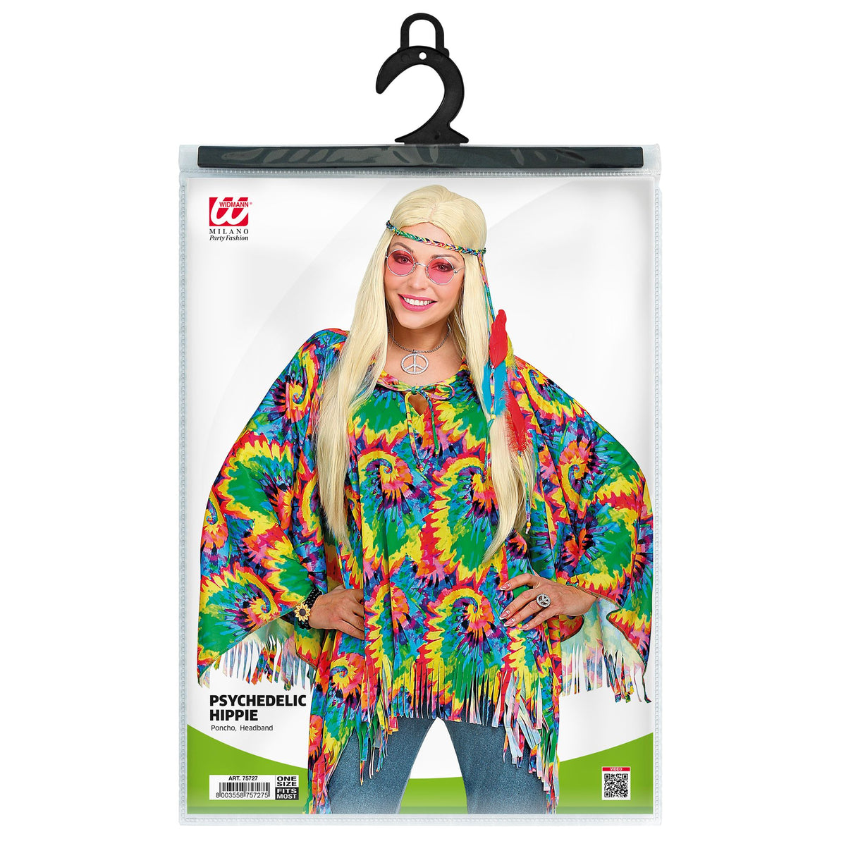 "PSYCHEDELIC HIPPIE" (Poncho, Stirnband)
