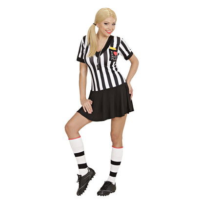 "SCHIEDSRICHTERIN" (Kleid, Pfeife,gelbe und rote Karte)