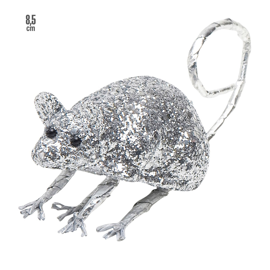 Widmann Silberne Maus als Dekorationsfigur, 8,5 cm